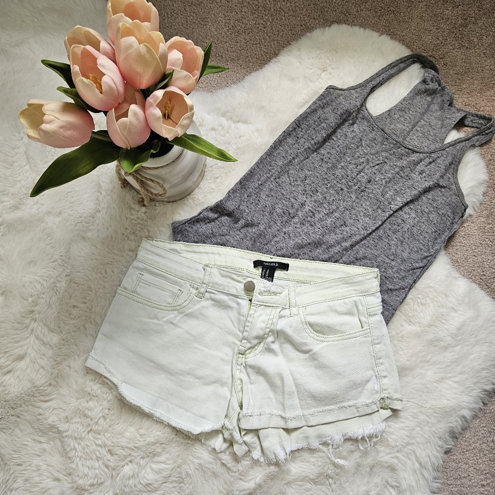 Light lime green jean shorts